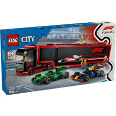 Lego Городской грузовик Формулы-1 с автомобилями Формулы-1 RB20 и AMR24