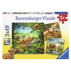 Ravensburger pusle 3*49 tk Maailmaloomad