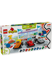 Lego DUPLO F1 komandas sacīkšu automašīnas un vadītāji