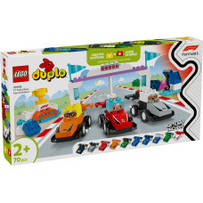 Lego DUPLO F1 komandas sacīkšu automašīnas un vadītāji