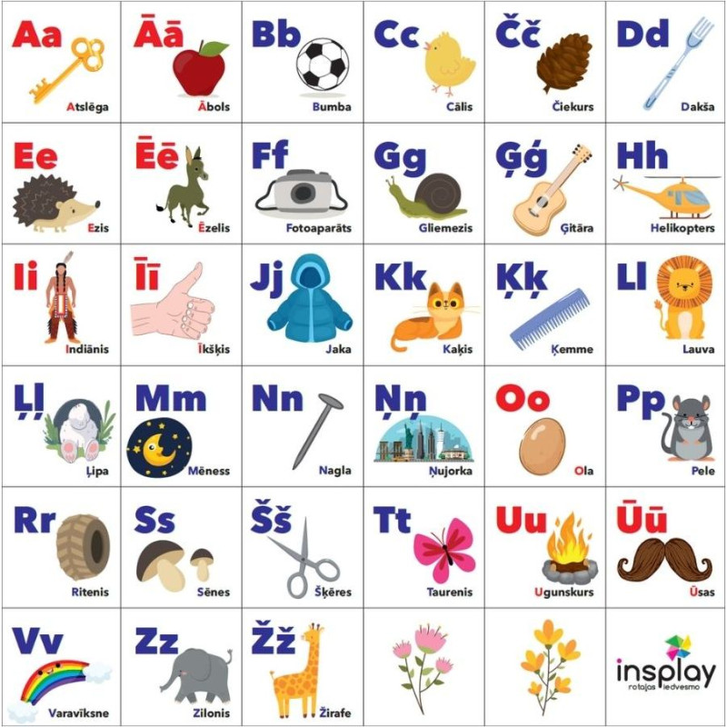 Insplay TTS Bee-Bot ABC latviešu alfabēta paklājs