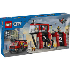Lego Pilsētas ugunsdzēsēju depo ar ugunsdzēsēju mašīnu
