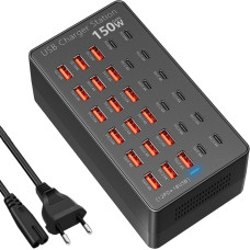 TTS USB uzlādes stacija 150 W ar 30 USB-C un USB-A pieslēgvietām