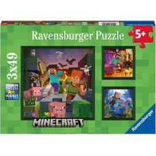 Ravensburger Ravenburgers puzle 3x49 Pc Minecraft