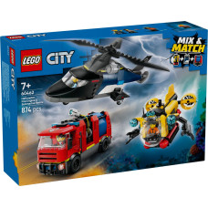 Lego Городской вертолет, пожарная машина и подводная лодка Remix
