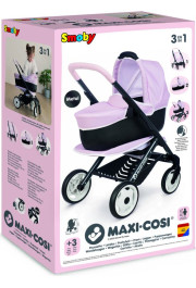 Smoby Maxi-Cosi 3-in-1 komplekts leļļu ratiņiem - rozā krāsā