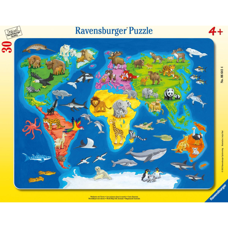 Ravensburger Rāmīšu puzle 30 gab Pasaules dzīvnieki