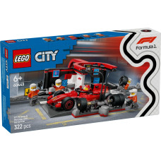 Lego Городской пит-стоп Формулы-1 и пит-команда с машиной Ferrari