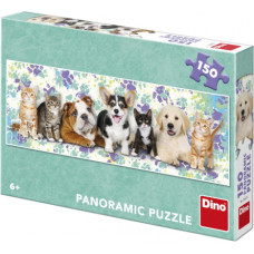 Dino Panorāmas Puzle Kaķi un suņi, 150 gab.