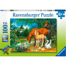  Ravensburger XXL Puzle Zirgi pie dīķa, 100 gab.