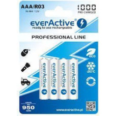 everActive Professional Line AAA R03 1050mAh 1.2V Low Self Discharge (LSD) Ni-MH akumulatori, lādējamās baterijas, 4 gab., blister