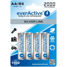 everActive Silver Line AA R6 2000mAh 1.2V Low Self Discharge (LSD) Ni-MH akumulatori, lādējamās baterijas, 4 gab., blister